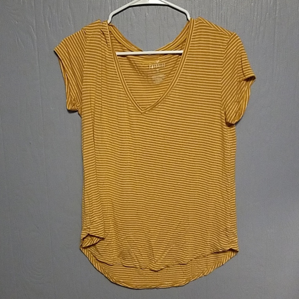 American eagle White & yellow striped tee
